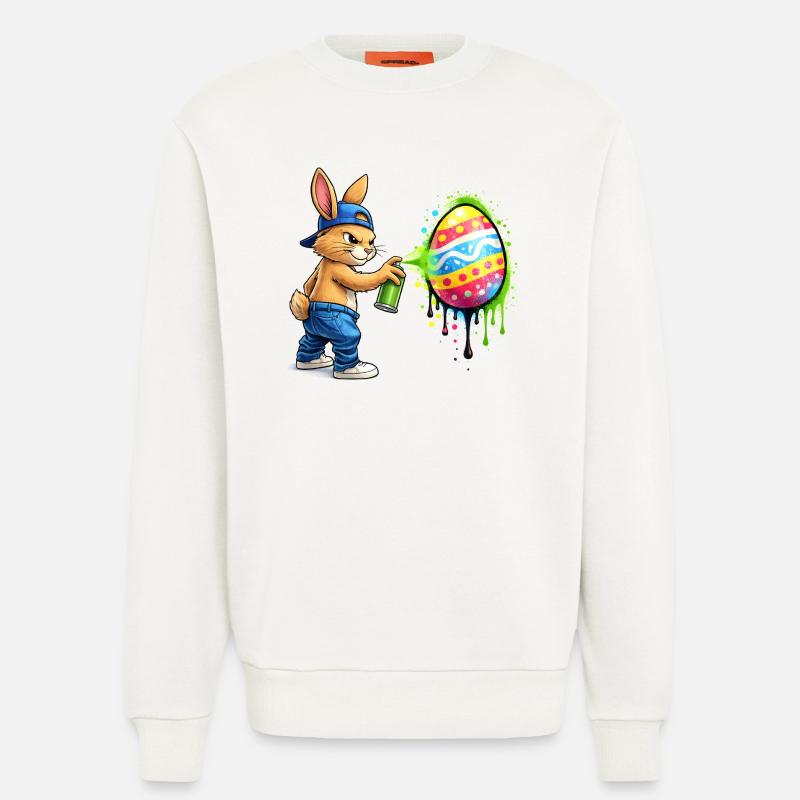 Graffiti bunny with Easter egg - Sweatshirt - made by SPREAD  - OFF WHITE