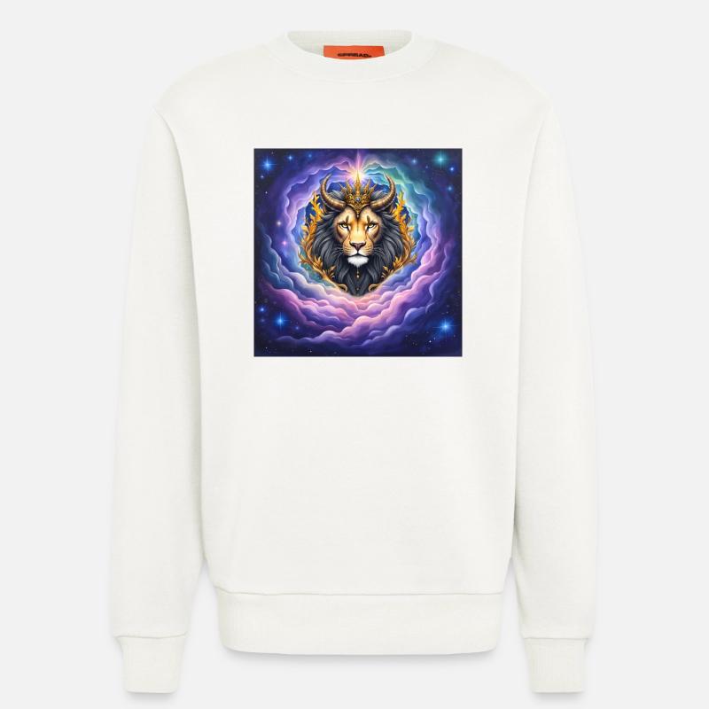 Himmlischer Löwe mit goldener Krone - Sweatshirt - made by SPREAD - OFF WHITE