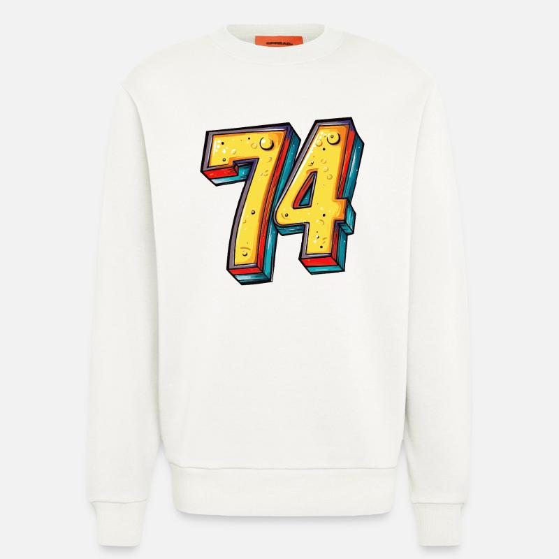 74 Zahl Bunt - Sweatshirt - made by SPREAD  - OFF WHITE