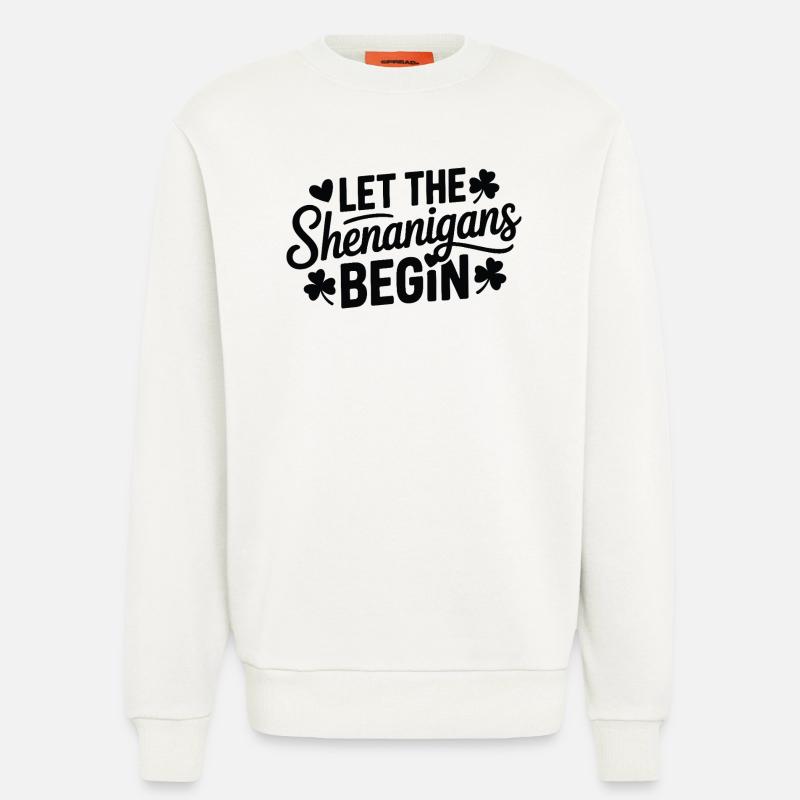 Shenanigans Begin Shamrock Script - Sweatshirt - made by SPREAD  - OFF WHITE