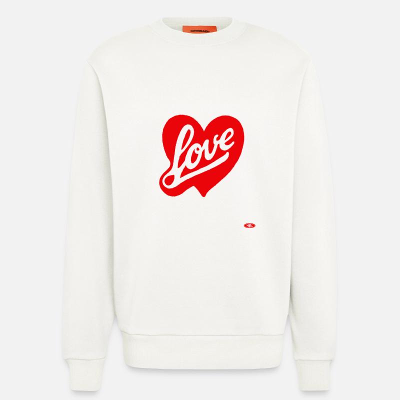 Rotes Liebesherz Script-Design - Sweatshirt - made by SPREAD  - OFF WHITE