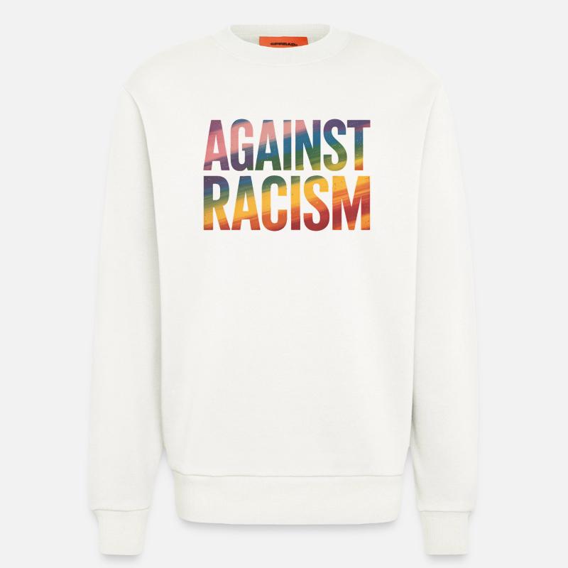 Gegen Rassismus – Antifa-Regenbogen-Tee - Sweatshirt - made by SPREAD  - OFF WHITE