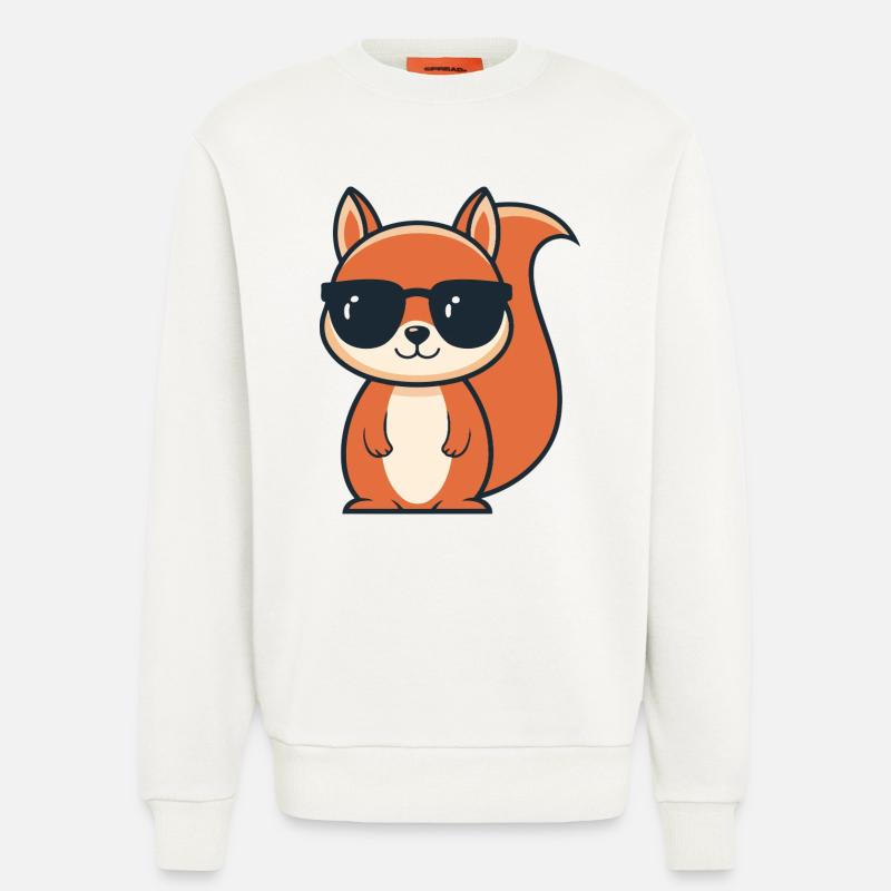 Schicke Eichhörnchen-Schwarze Brille - Sweatshirt - made by SPREAD  - OFF WHITE