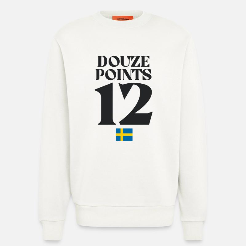 Douze points Suède Eurovision - Sweat bio décontracté fabriqué en UE - OFF WHITE