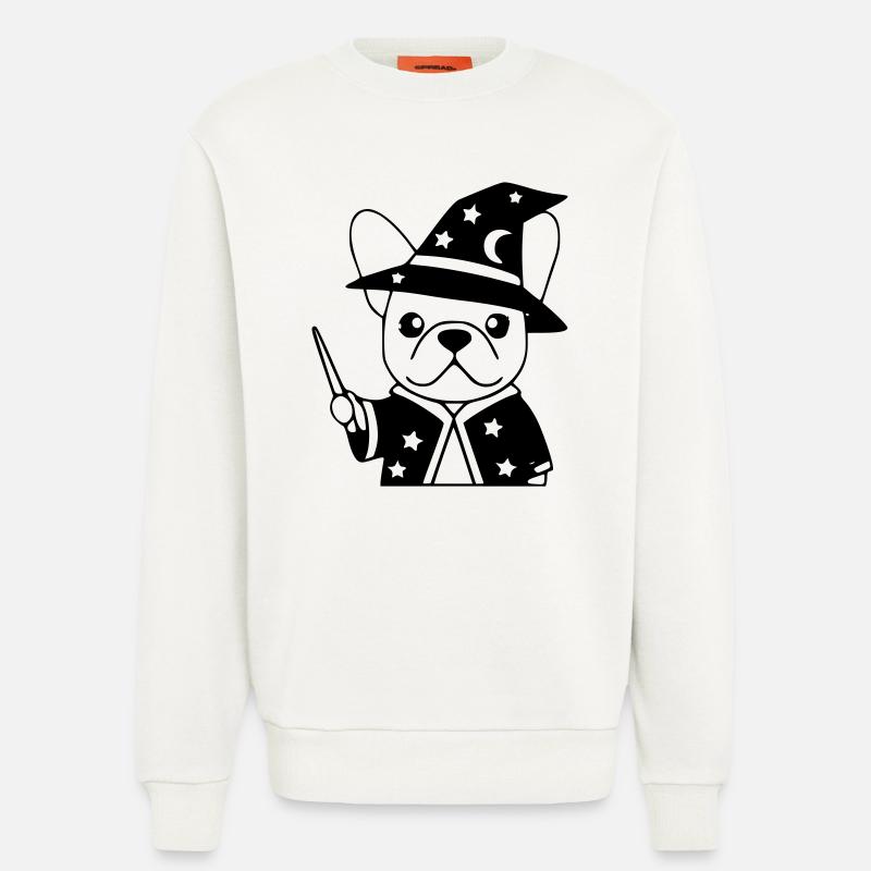 Frenchie Wizard Magic Outline - Sweatshirt - made by SPREAD  - OFF WHITE