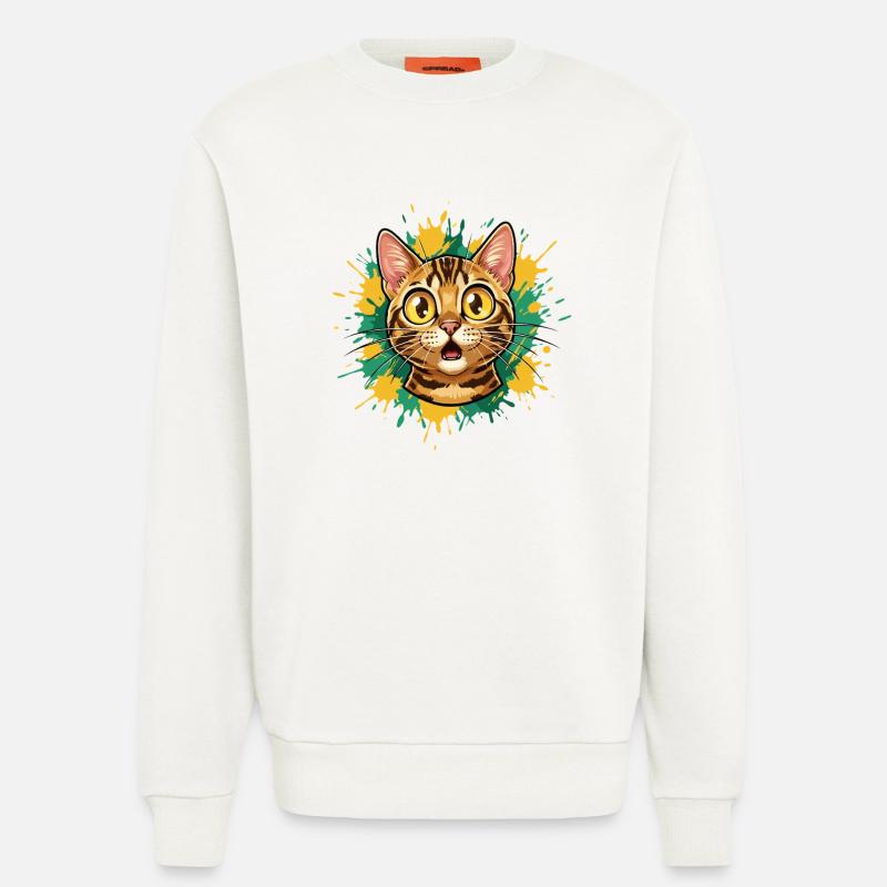 Katzenkopf Farbexplosion Illustration - Sweatshirt - made by SPREAD  - OFF WHITE