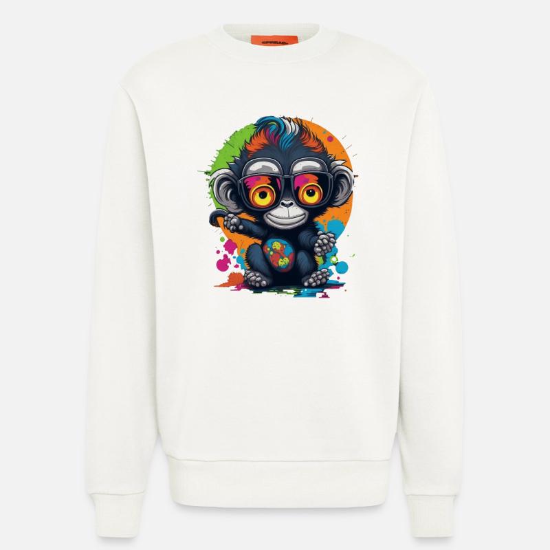 Neon Brillenaffe Splash - Affe - Äffchen - Sweatshirt - made by SPREAD  - OFF WHITE
