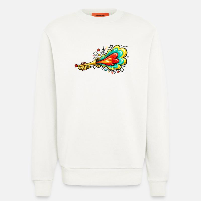 Bunte Trompete Farbexplosion - Sweatshirt - made by SPREAD  - OFF WHITE
