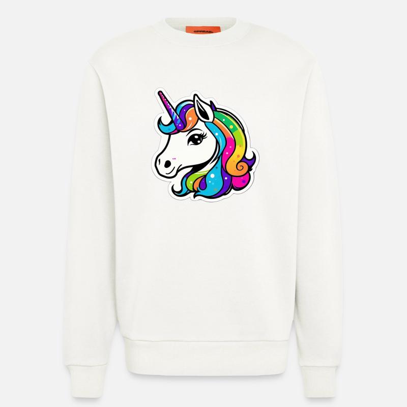 Helles Regenbogen-Einhorn - Sweatshirt - made by SPREAD  - OFF WHITE