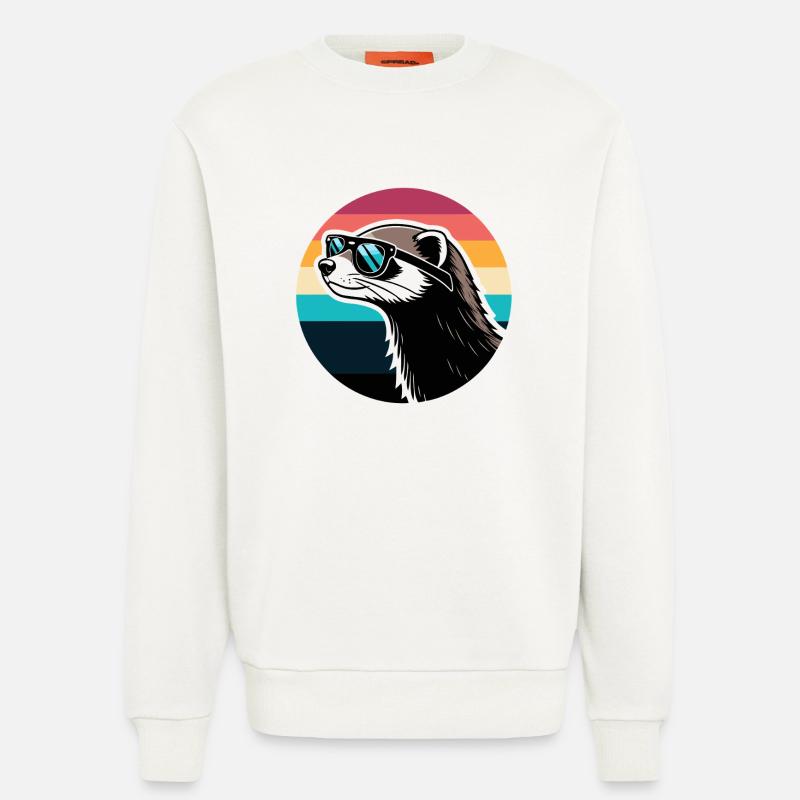 Frettchen-Silhouette Retro-Regenbogen - Sweatshirt - made by SPREAD  - OFF WHITE