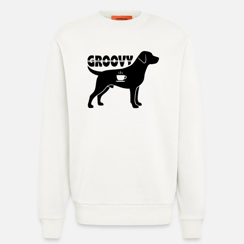 Groovy Hund Kaffee Silhouette Retro - Sweatshirt - made by SPREAD  - OFF WHITE