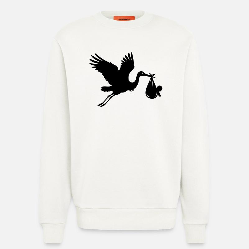 Cigogne avec bébé – Motif de cigogne - Sweat bio décontracté fabriqué en UE - OFF WHITE
