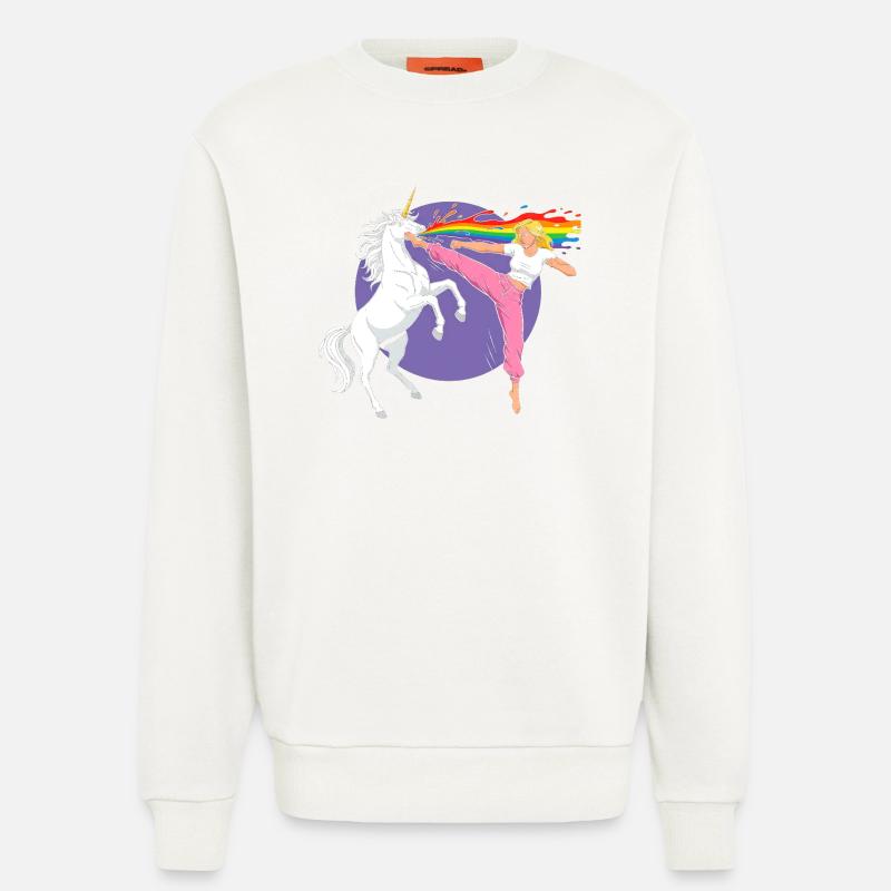 Kampfregenbogen: Einhorn vs Tänzerin - Sweatshirt - made by SPREAD - OFF WHITE