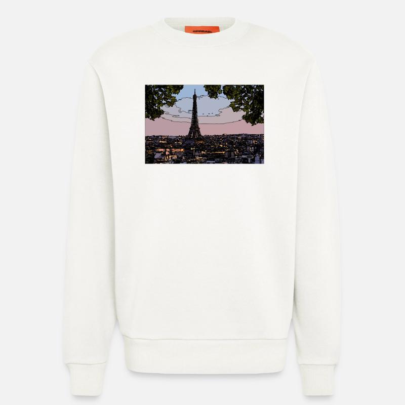 Paris Abendstimmung am Eiffelturm - Sweatshirt - made by SPREAD  - OFF WHITE