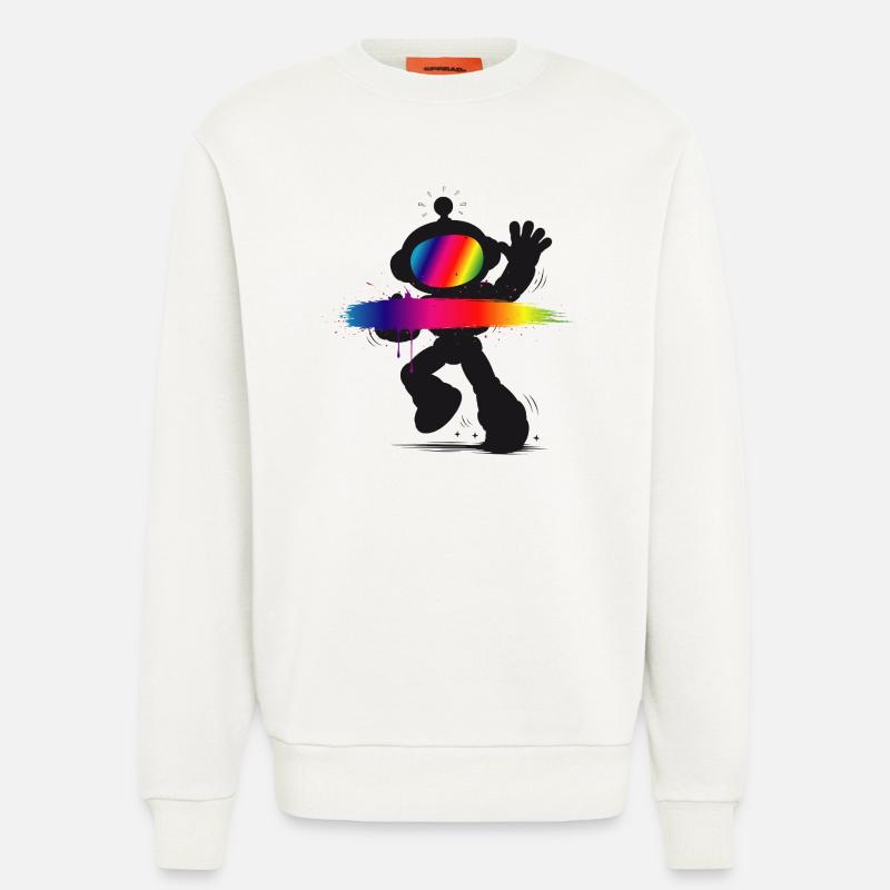 Roboter Silhouette Regenbogen Splash Design - Sweatshirt - made by SPREAD - OFF WHITE