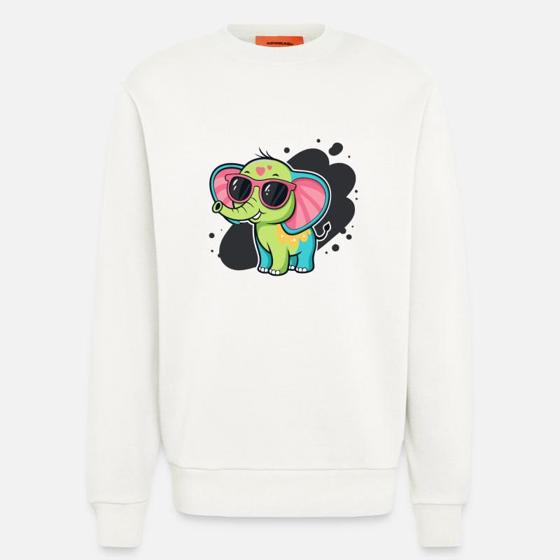 Bunter Elefant mit rosa Brille - Sweatshirt - made by SPREAD  - OFF WHITE