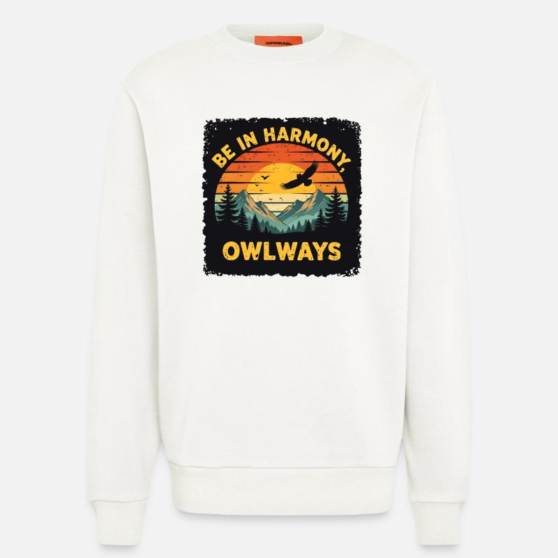 Owl Harmony at Sunset - Sweatshirt - made by SPREAD  - OFF WHITE