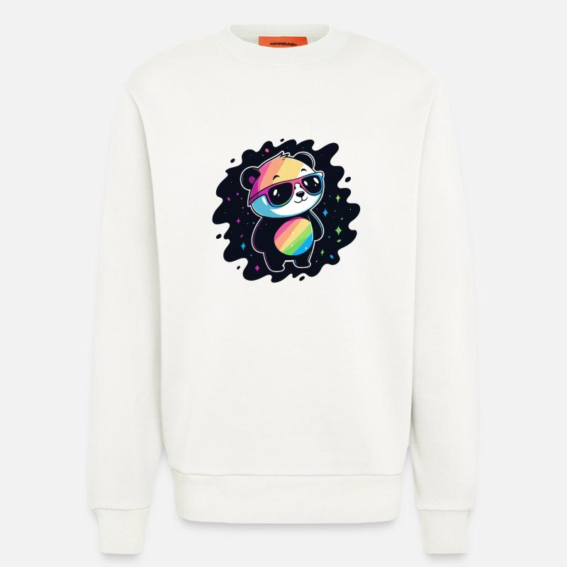 Panda Rainbow Galaxy Coole Brillen - Sweatshirt - made by SPREAD  - OFF WHITE