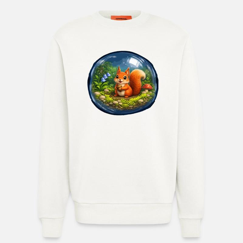 Märchenhörnchen in Glaskugel - Sweatshirt - made by SPREAD  - OFF WHITE