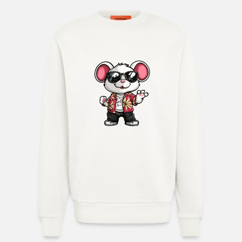 Maus Comic Urlaub - Sweatshirt - made by SPREAD  - OFF WHITE