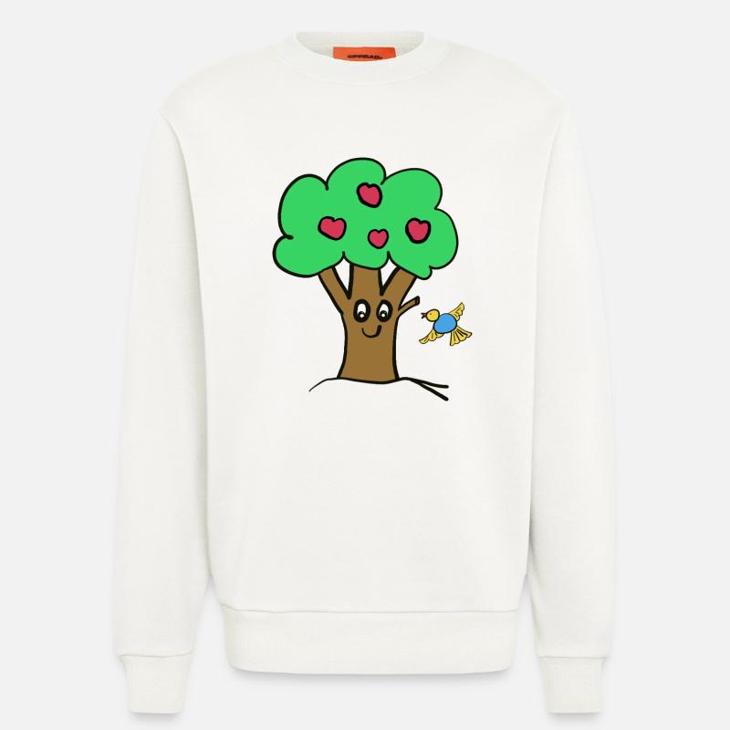Apfelbaum Baum Natur  Vogel - Sweatshirt - made by SPREAD  - OFF WHITE