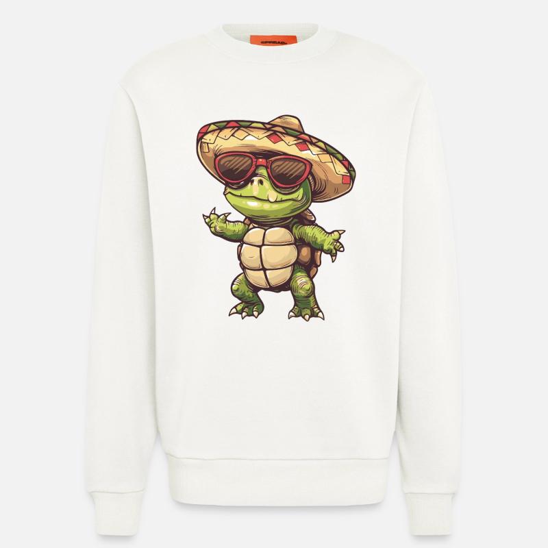 Turtle Comic Funny Sombrero - Sweatshirt - made by SPREAD  - OFF WHITE