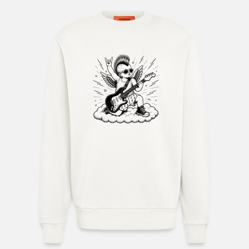 Punk Cherub mit E-Gitarre - Sweatshirt - made by SPREAD  - OFF WHITE