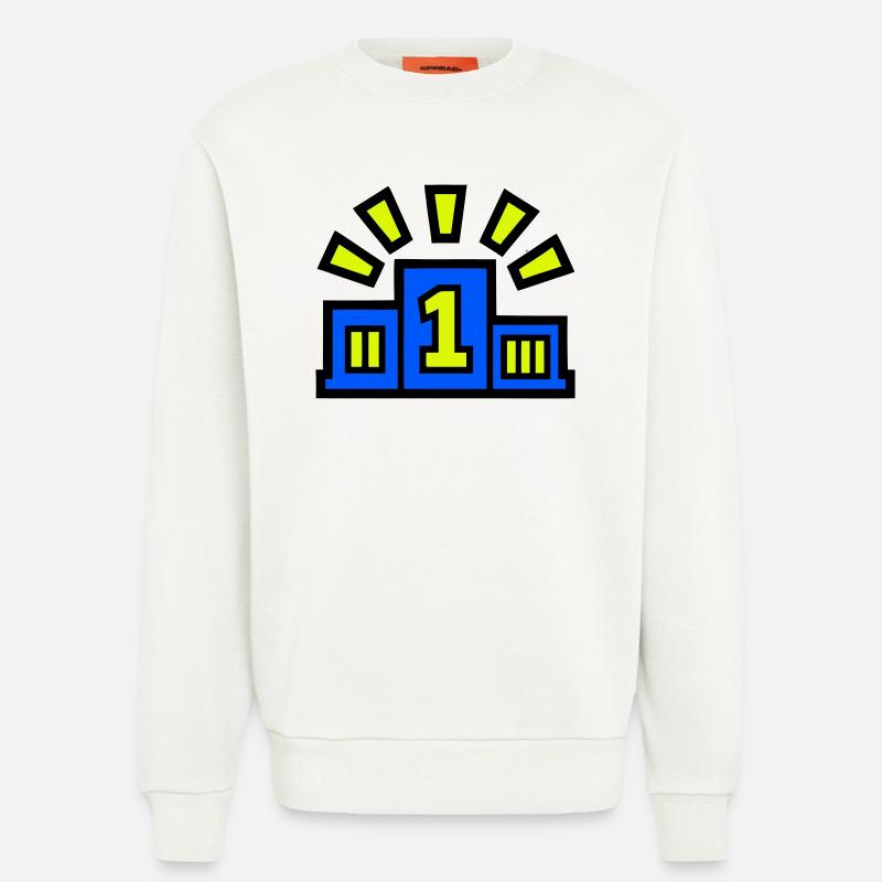 Vainqueur Podium Place 1 Champion - Sweat bio décontracté fabriqué en UE - OFF WHITE