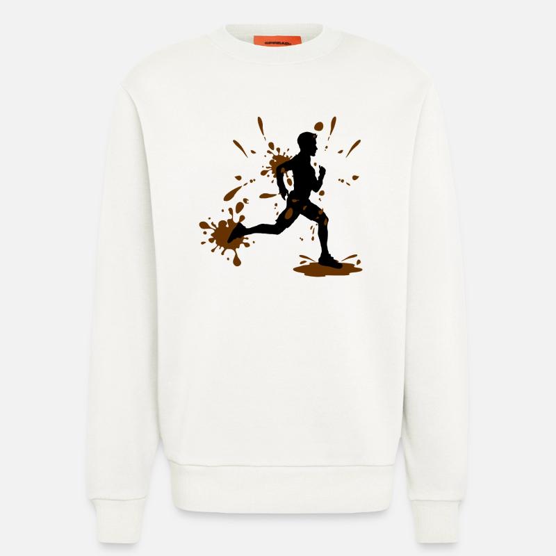 Mud Run Man – Défi Modder Runner - Sweat bio décontracté fabriqué en UE - OFF WHITE