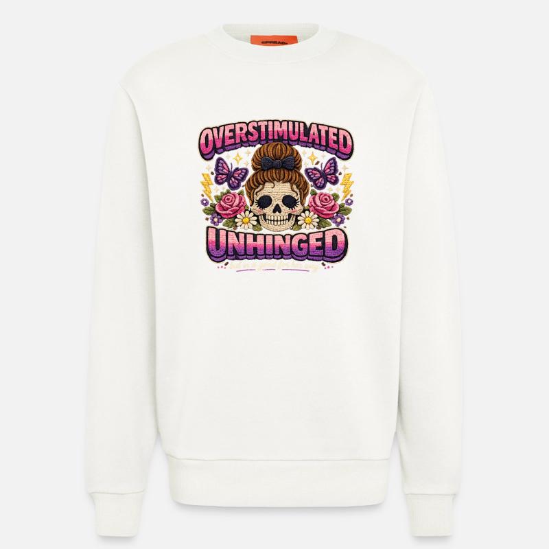 Overstimulated Unhinged Patch Skeleton Gift - Sweatshirt - made by SPREAD - OFF WHITE