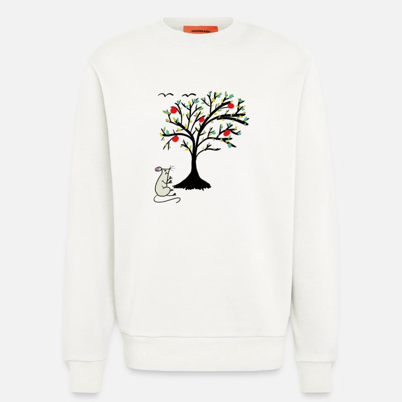 Niedliche Maus Äpfel Apfelbaum Kind - Sweatshirt - made by SPREAD - OFF WHITE
