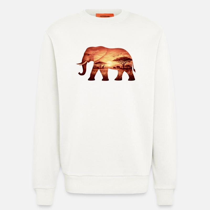 Elefant auf Savanne - Sweatshirt - made by SPREAD  - OFF WHITE