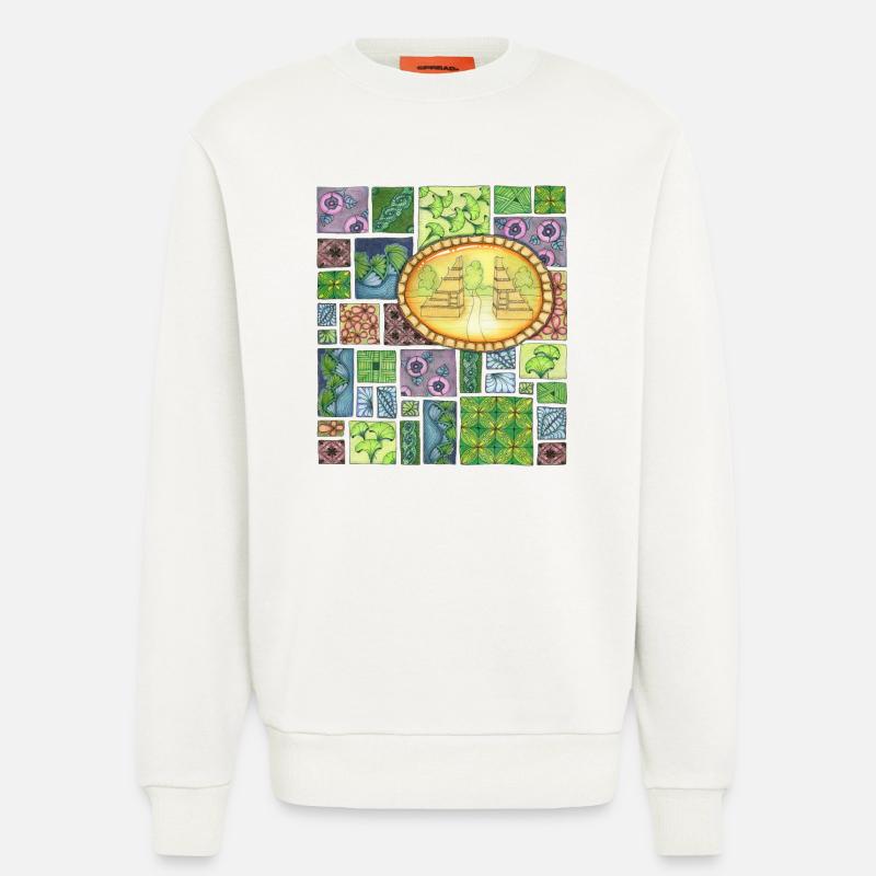Bali temple on pattern patchwork - Sweatshirt - made by SPREAD  - OFF WHITE