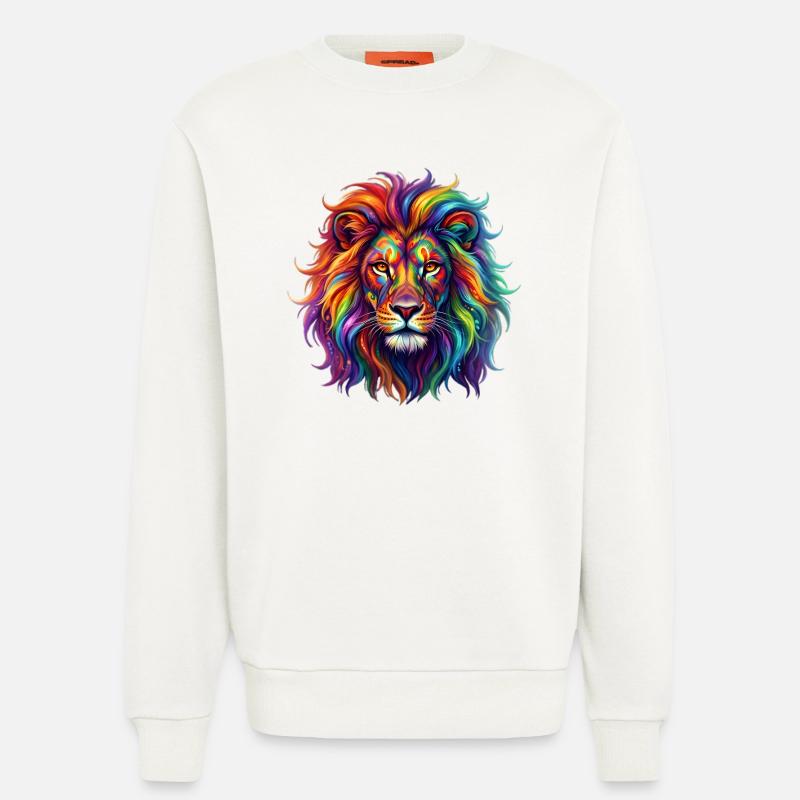 Regenbogenlöwe / Löwe in Regenbogenfarben - Sweatshirt - made by SPREAD  - OFF WHITE