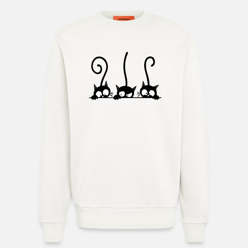 Three curious black cats - Sweatshirt - made by SPREAD  - OFF WHITE