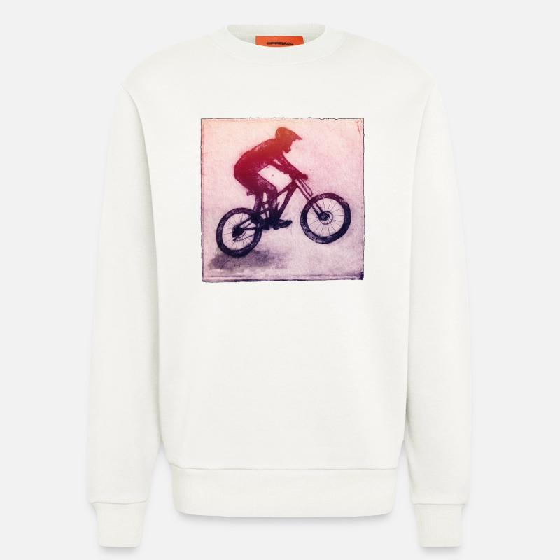 Mountainbiker - handgeschnitzte Druckvorlage - Sweatshirt - made by SPREAD - OFF WHITE