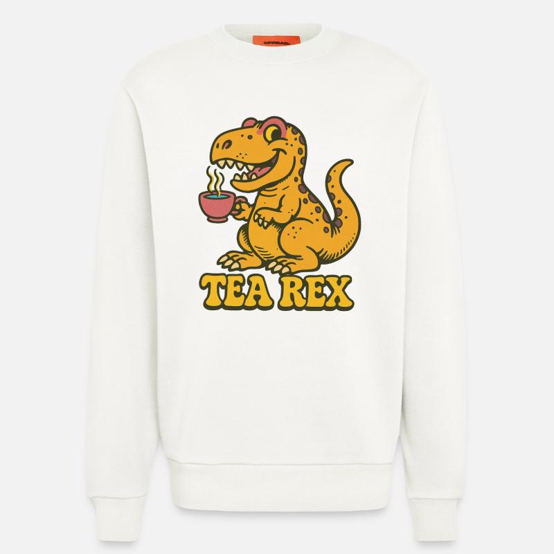 Tea Rex: Dinosaur Tea Time - Sweatshirt - made by SPREAD  - OFF WHITE