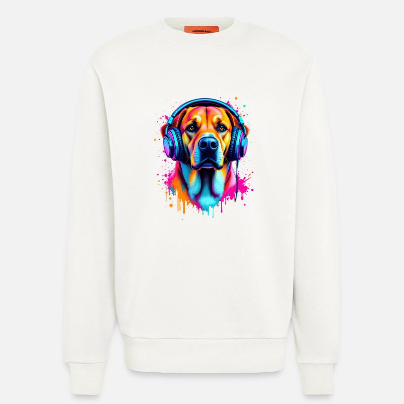 Labrador mit Kopfhörer - Sweatshirt - made by SPREAD  - OFF WHITE