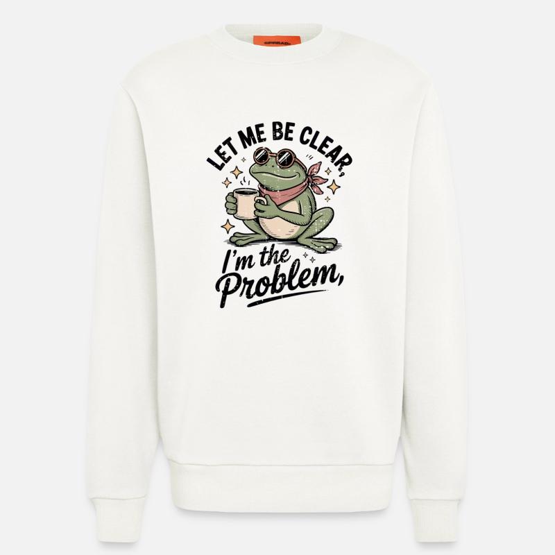 Koffeinhaltiger Frosch: Ich bin das Problem - Sweatshirt - made by SPREAD - OFF WHITE