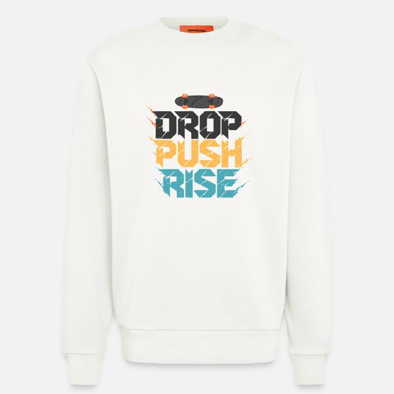 Drop Push Rise Skateboard-Kunst - Sweatshirt - made by SPREAD - OFF WHITE