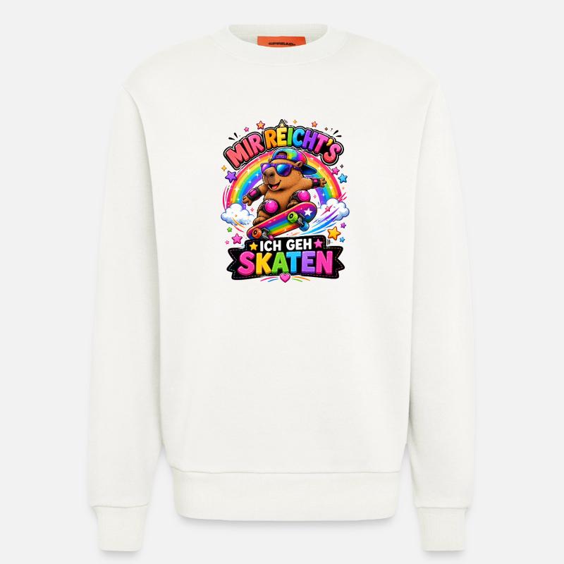 Skate Capybara Regenbogen - Sweatshirt - made by SPREAD - OFF WHITE