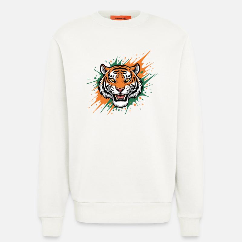 Tigerkopf Spritzerkunst - Sweatshirt - made by SPREAD - OFF WHITE
