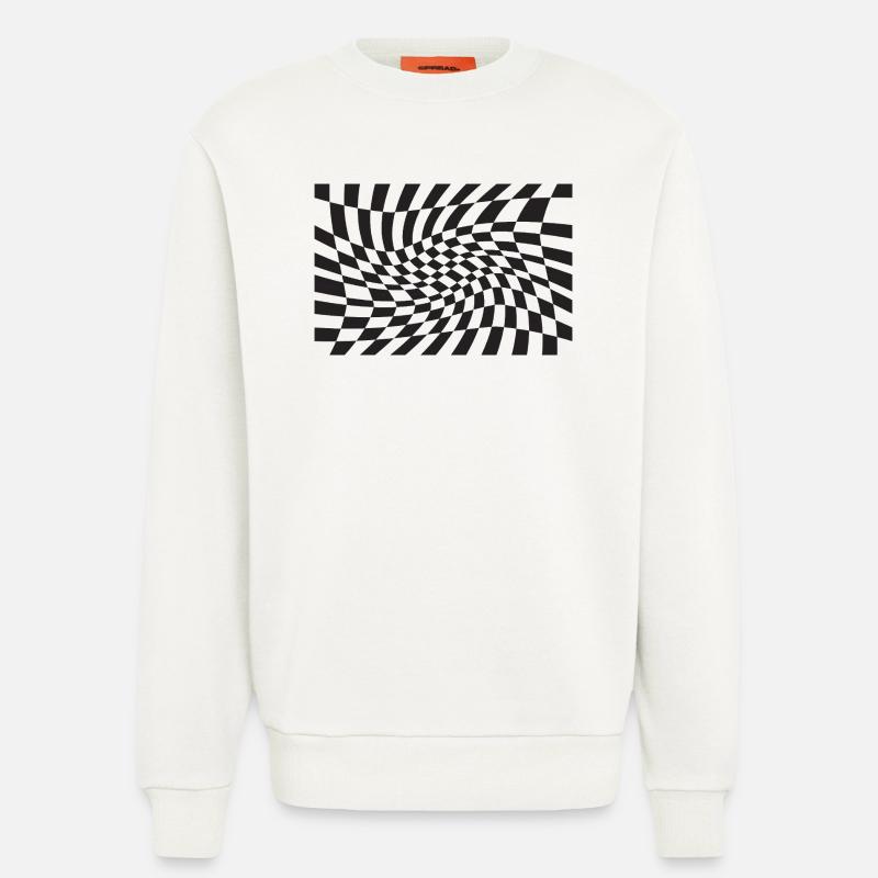 Warped Checker Optische Spirale - Sweatshirt - made by SPREAD  - OFF WHITE