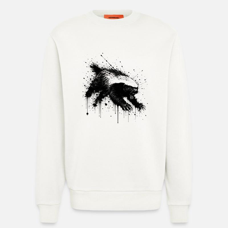 Honigdachs Splatter - Sweatshirt - made by SPREAD - OFF WHITE