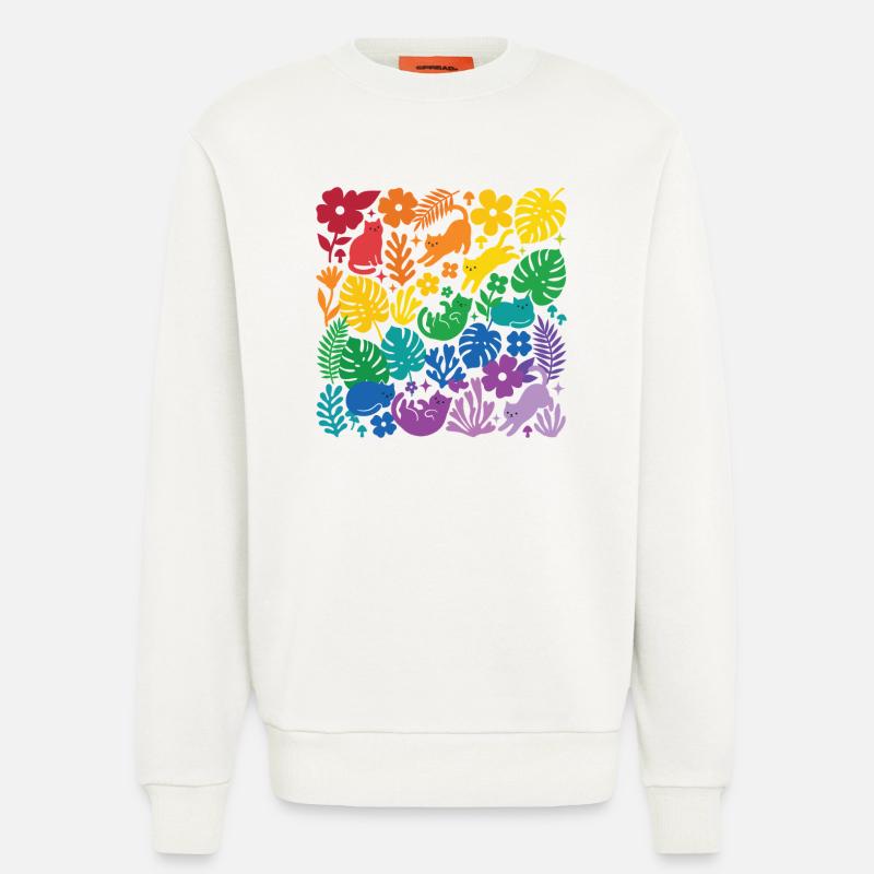 LGBT-Pride-Monat – Regenbogenkatzen und Blumen - Sweatshirt - made by SPREAD - OFF WHITE