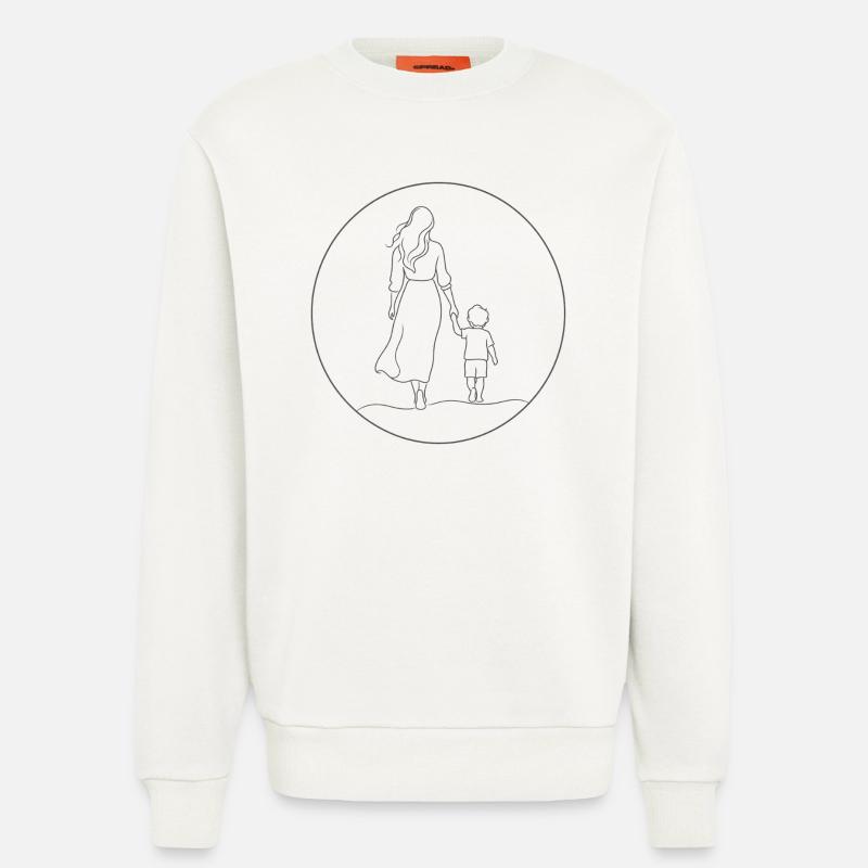 Mutter-Kind-Link in linearer Zeichnung - Sweatshirt - made by SPREAD - OFF WHITE