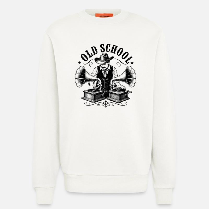 Un DJ old school avec gramophone - Sweat bio décontracté fabriqué en UE - OFF WHITE