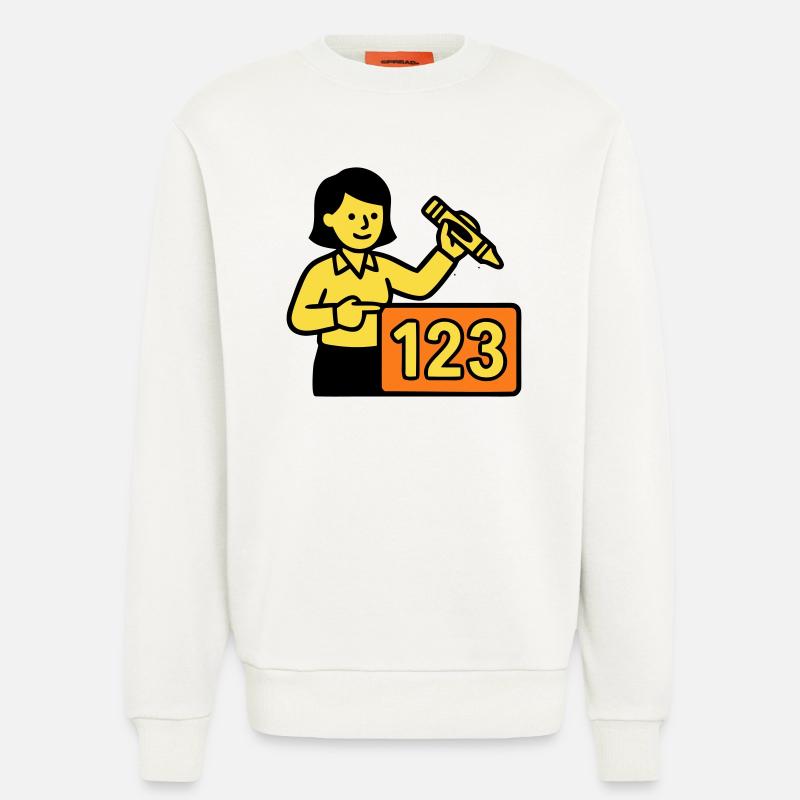 Teacher Math 123 School - Sweatshirt - made by SPREAD  - OFF WHITE