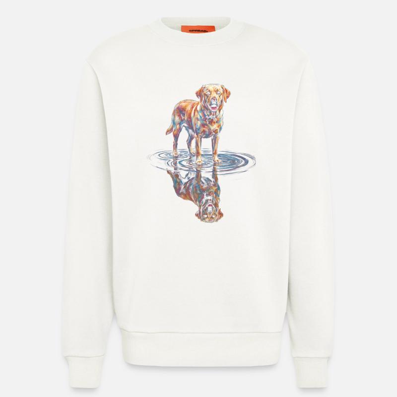 Labrador Retriever mit Wasserreflexion - Sweatshirt - made by SPREAD  - OFF WHITE