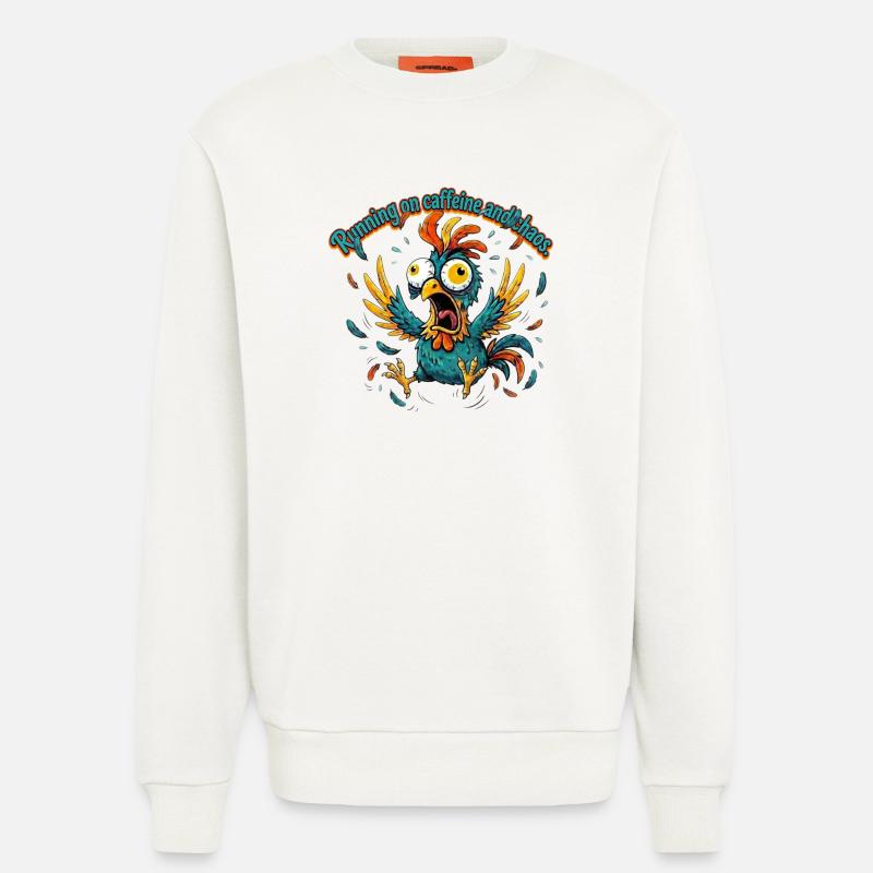Kaffee und Chaos Hahn-Design - Sweatshirt - made by SPREAD  - OFF WHITE